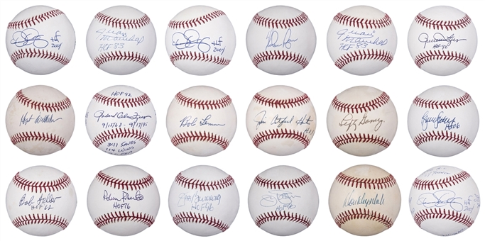 Hall Of Fame Pitchers Single Signed Baseballs Lot of 18 Including Gomez, Drysdale & Hunter (PSA/DNA PreCert)
